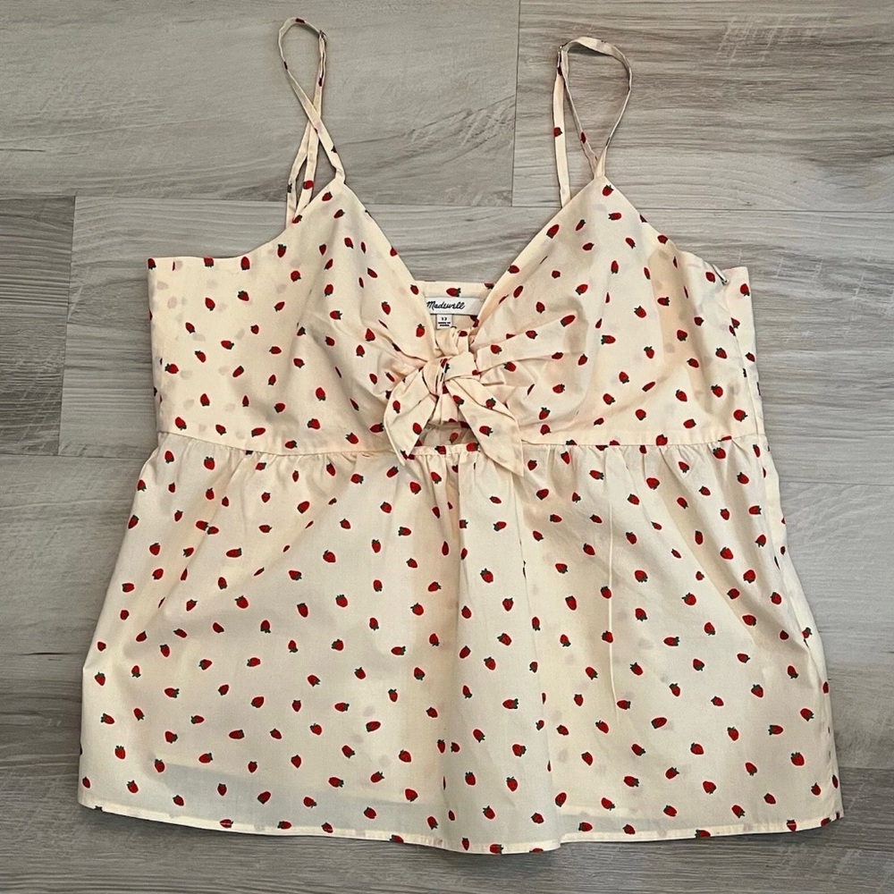 Madewell Women Yellow Babydoll Camisole Crop Top Tie Front Beachy Boho Fairy - Picture 3 of 12